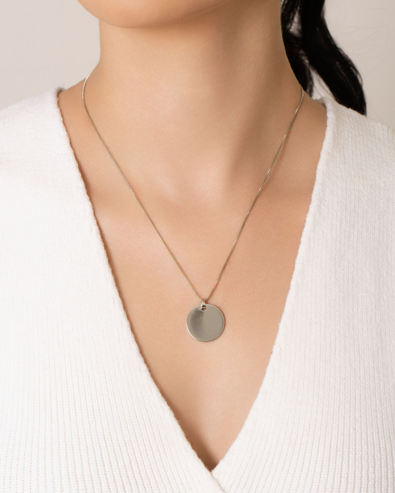 Gargantilha Veneziana Redondo Flat Liso Ródio Branco - 45 cm