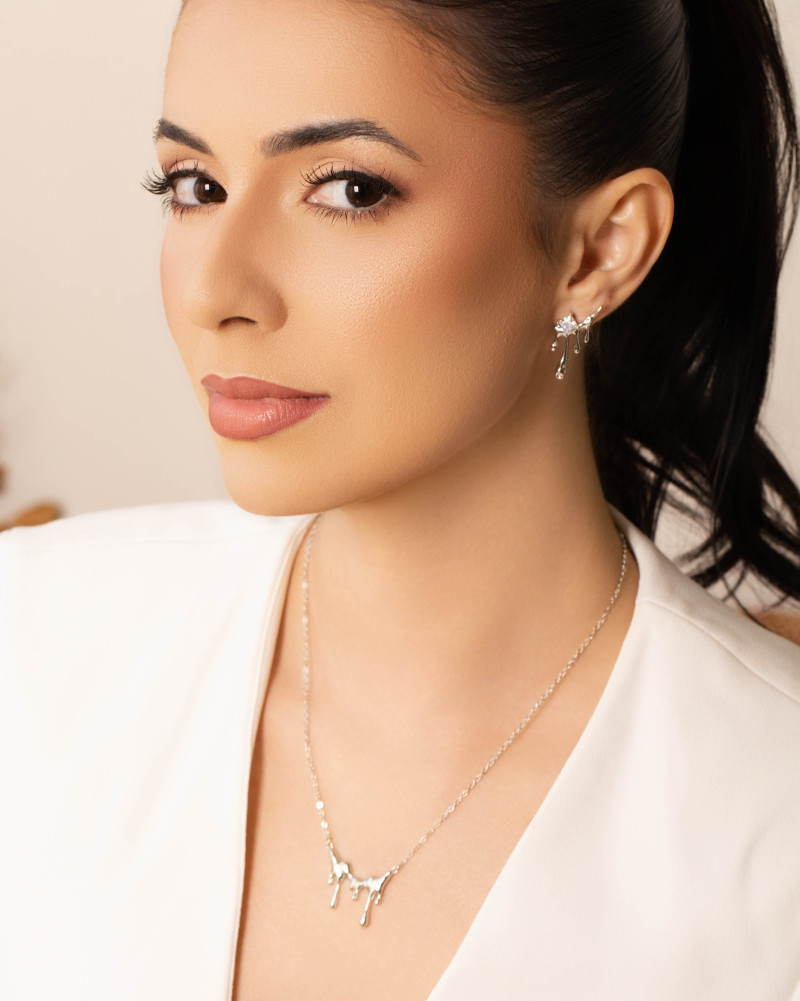 Gargantilha Elos Derretido Liso Ródio Branco - 45 cm