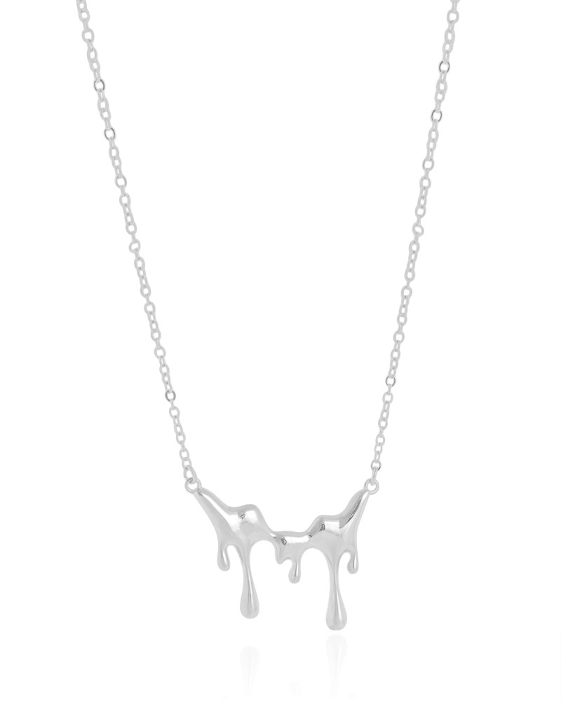 Gargantilha Elos Derretido Liso Ródio Branco - 45 cm