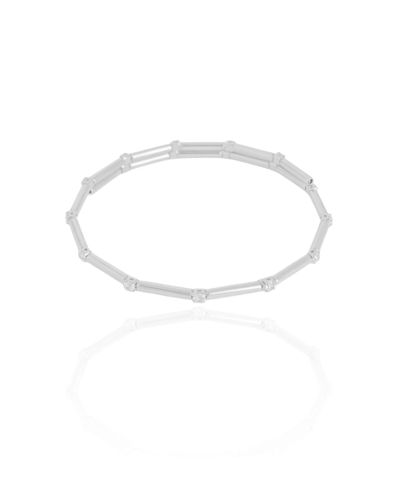 Bracelete Mola Canutilhos Pontos de Luz Cristal Ródio Branco