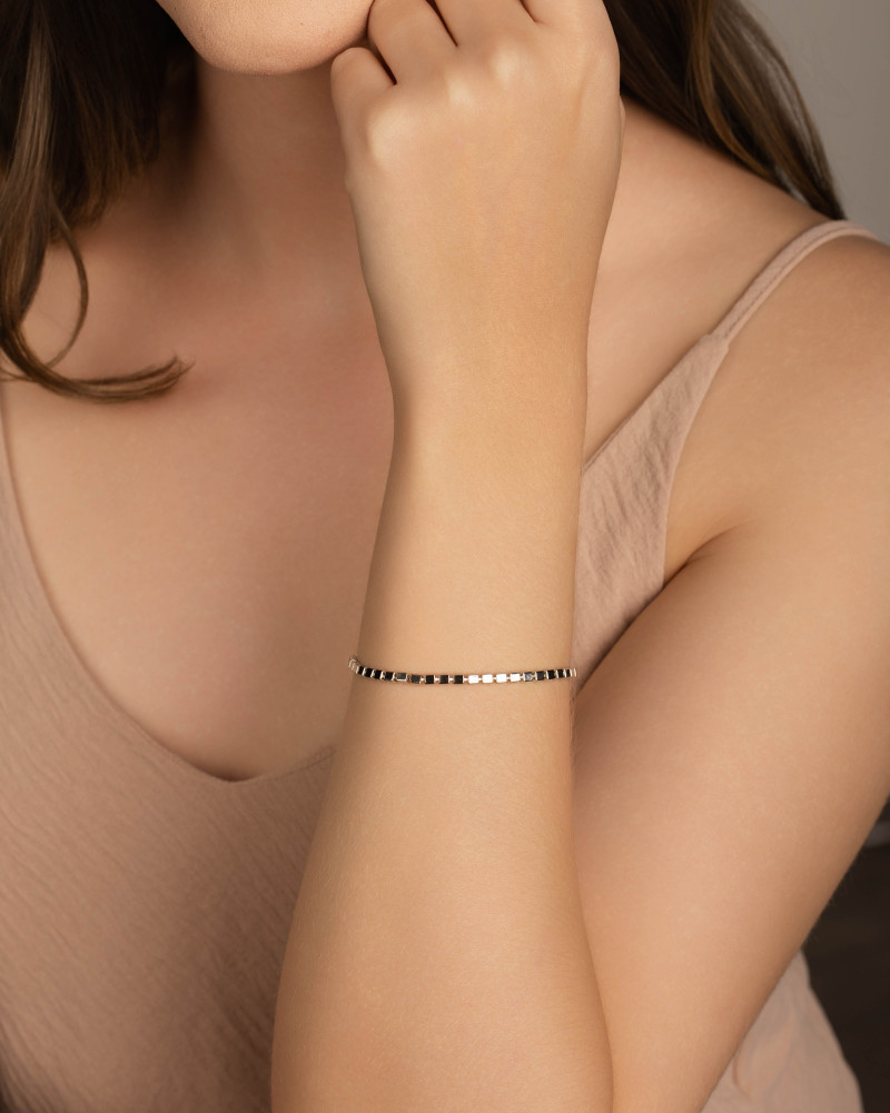 Pulseira Malha Quadrada 3 mm Ródio Branco