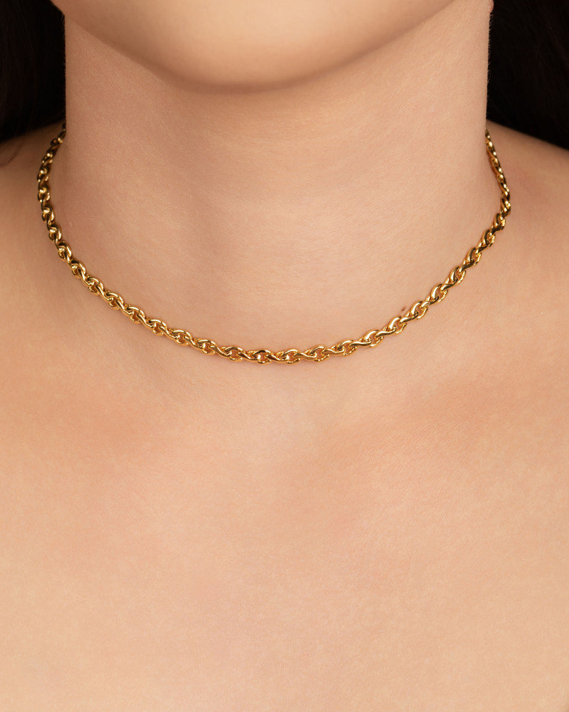 Choker Elos Torcidos 4 mm Banhado a Ouro 18K