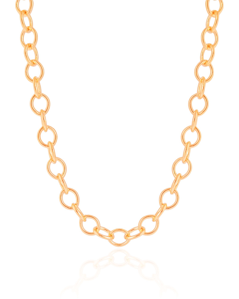 Choker Elos Ovais 6 mm Banhado a Ouro 18K