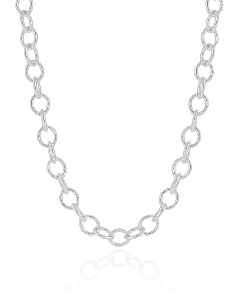 Choker Elos Ovais 6 mm Ródio Branco