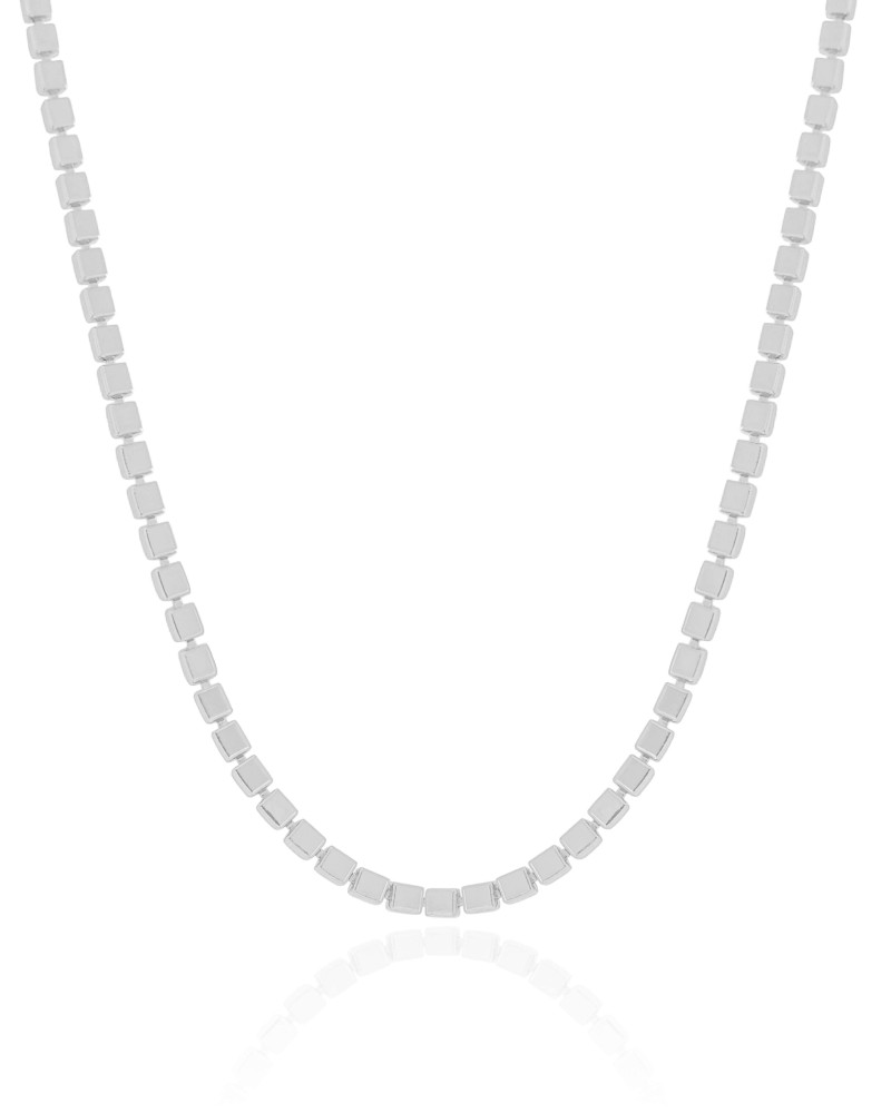 Choker Malha Quadrada 3 mm Ródio Branco