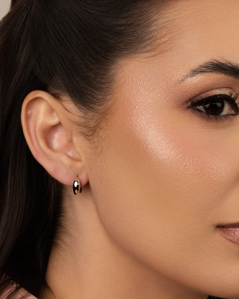 Brinco Argola Click Abaulada Lisa 1.1 cm Ródio Branco