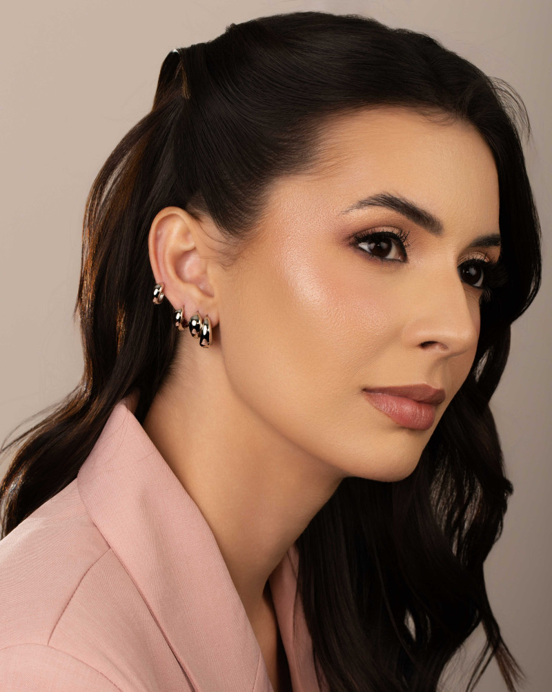 Brinco Argola Click Abaulada Lisa 1.2 cm Ródio Branco