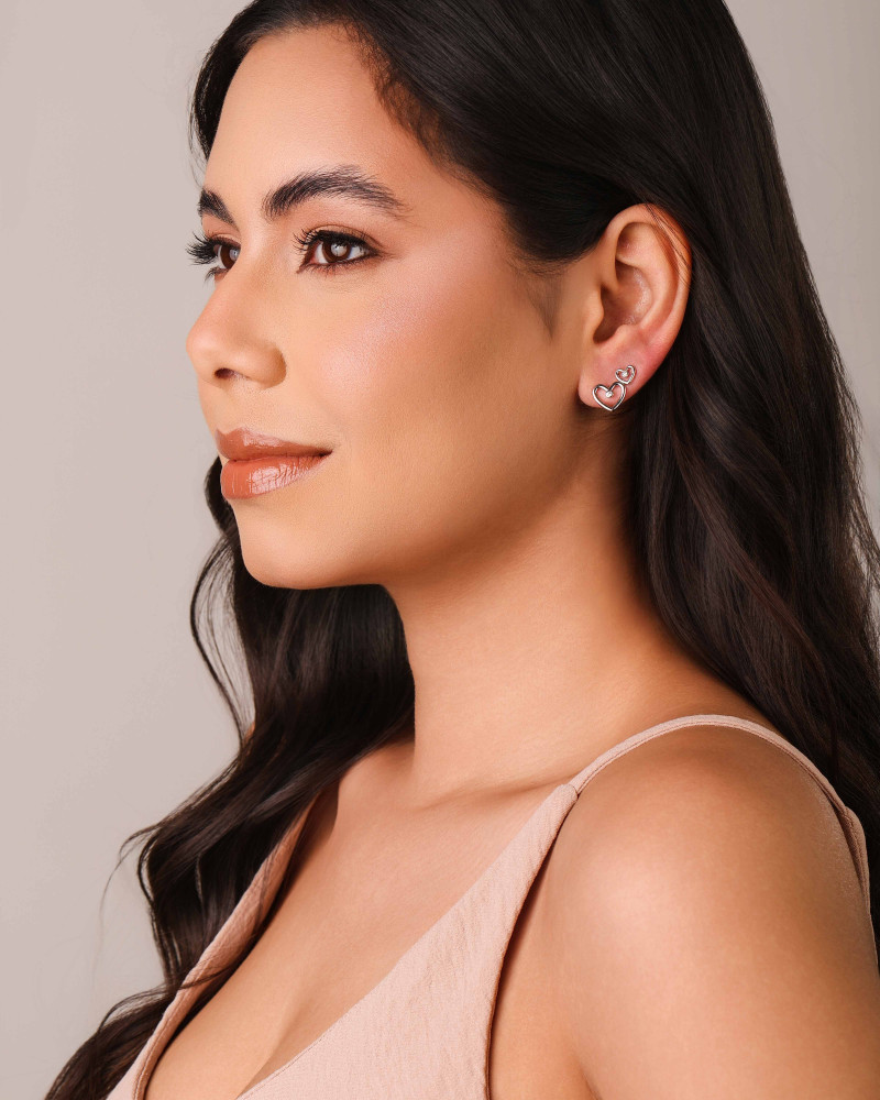 Brinco Coração Ponto de Luz Cristal 1.0 cm Ródio Branco