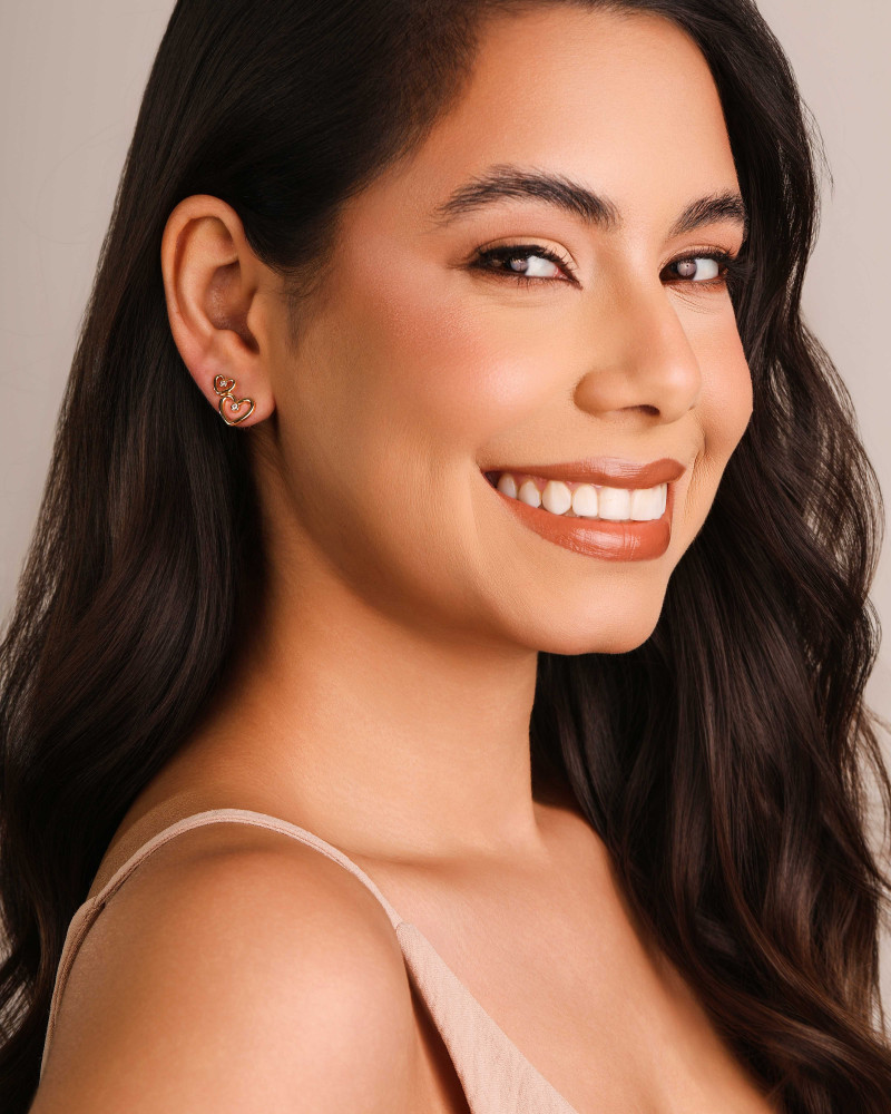 Brinco Coração Ponto de Luz Cristal 6 mm Banhado a Ouro 18K