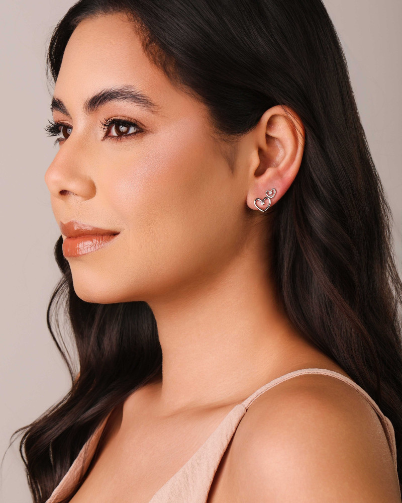 Brinco Coração Ponto de Luz Cristal 6 mm Ródio Branco