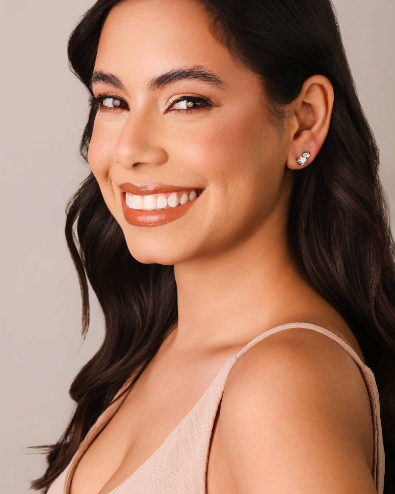 Brinco Ponto de Luz Coração Cristal 6 mm Ródio Branco