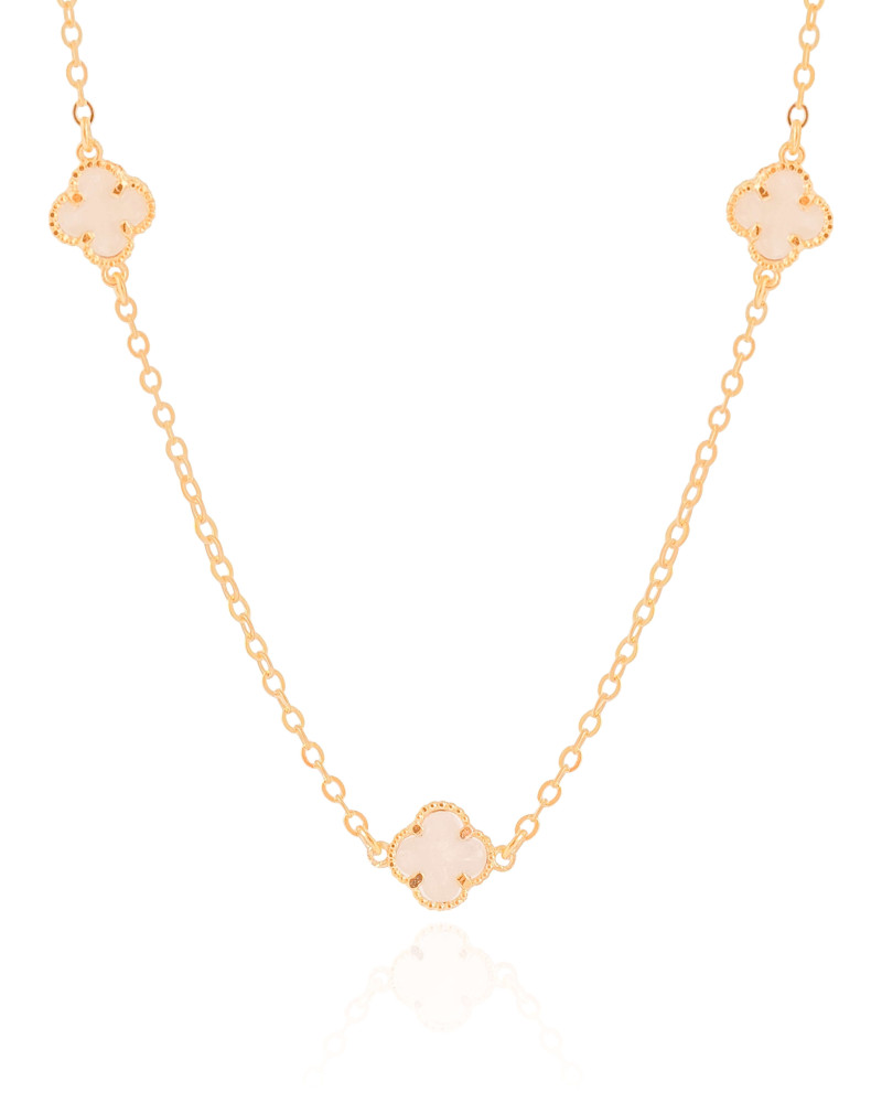 Choker Elos Trevos Tom Madrepérola 1.0 cm Banhado a Ouro 18K