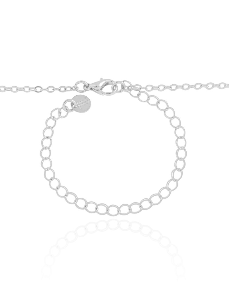 Choker Elos Trevos Tom Onix 1.0 cm Ródio Branco