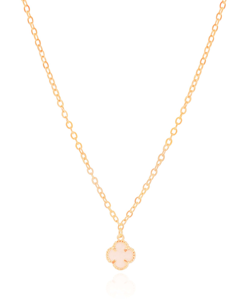 Gargantilha Elos Trevo Tom Madrepérola Banhado a Ouro 18K - 40 cm