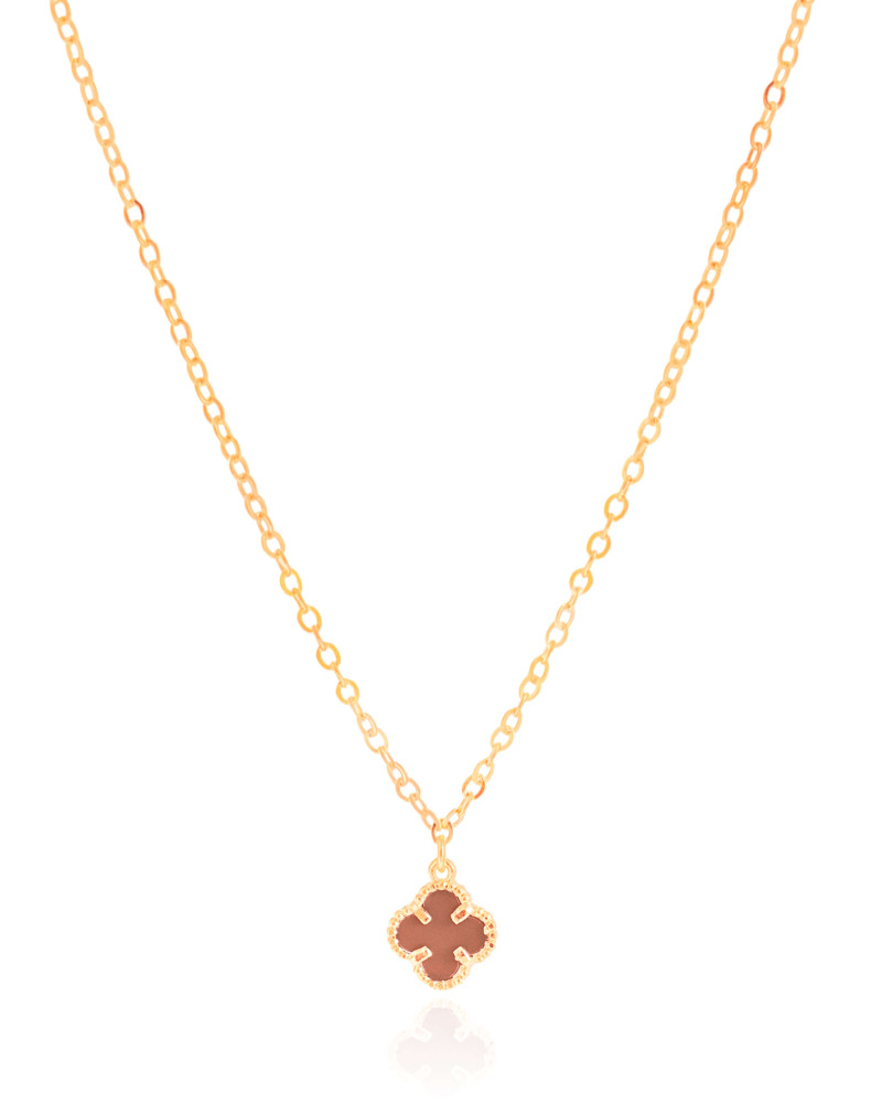 Gargantilha Elos Trevo Tom Rubi Banhado a Ouro 18K - 40 cm