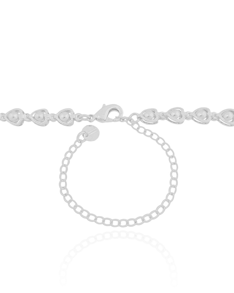 Choker Corações Bolinhas Ródio Branco