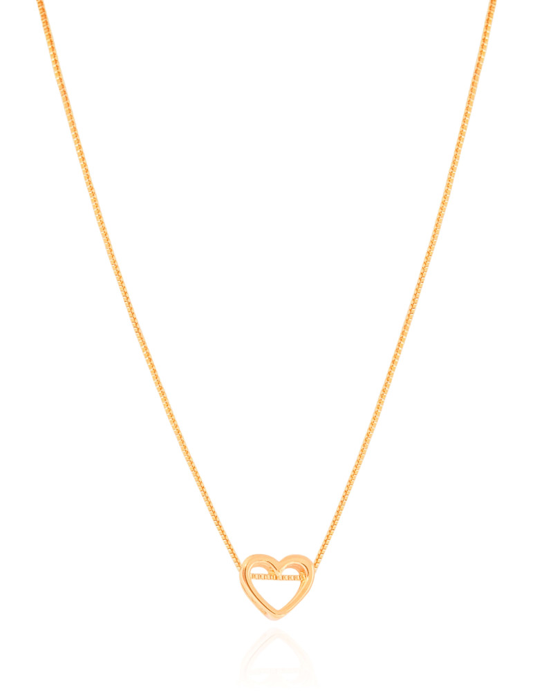 Gargantilha Veneziana Coração Vazado 1.0 cm Banhado a Ouro 18K - 45 cm