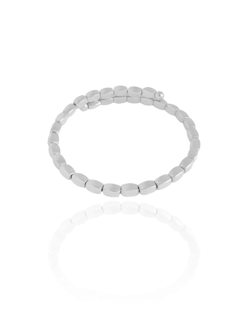 Bracelete Mola Abaulado ABS Ródio Branco
