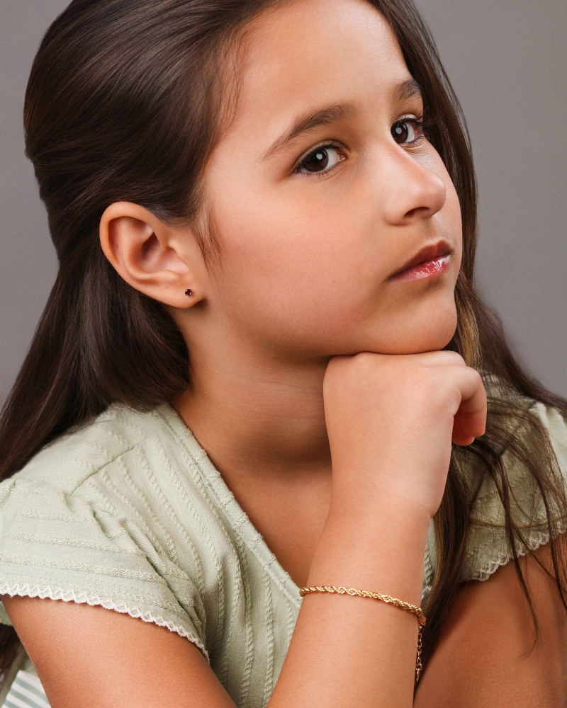 Brinco Infantil Ponto de Luz Ametista 3 mm Tarraxa Baby Banhado a Ouro 18K