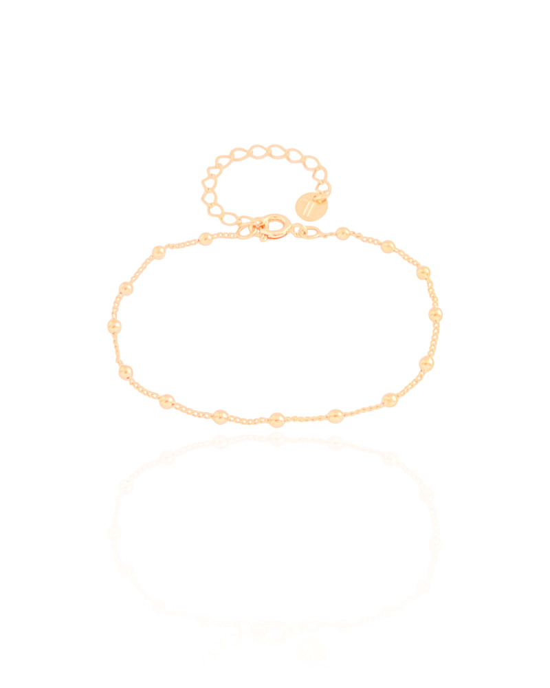Pulseira Infantil Elos Bolinhas 2.5 mm Banhado a Ouro 18K
