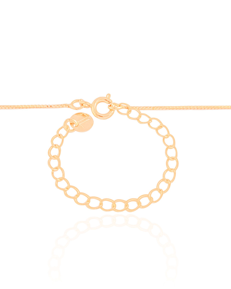 Gargantilha Infantil Trevo Rosa 7 mm Banhado a Ouro 18K - 35 cm