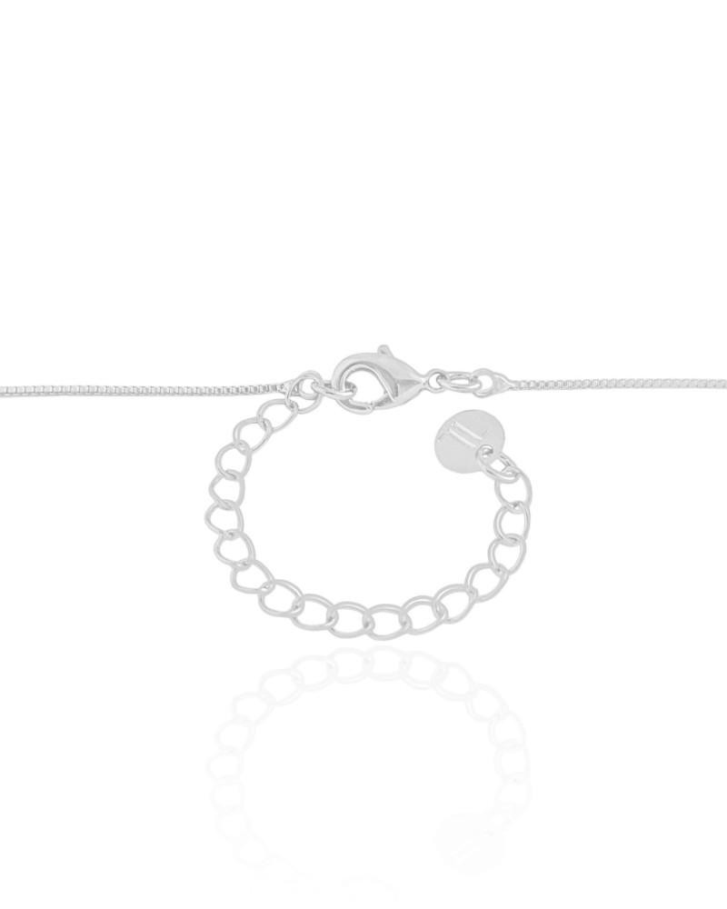 Gargantilha Infantil Ursinho Cravejado Cristal Ródio Branco - 45 cm