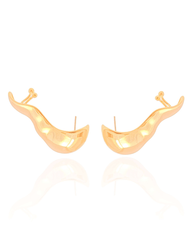 Ear Cuff Orgânico Liso 3.9 cm Banhado a Ouro 18K