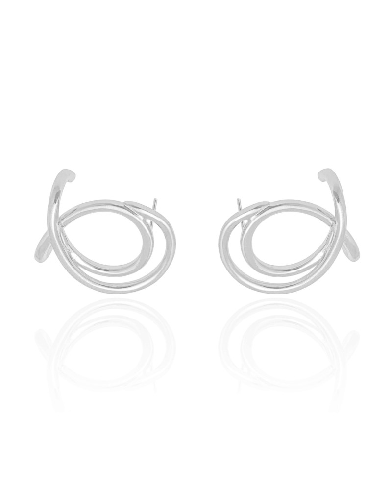 Ear Cuff Entrelaçado Liso 2.5 cm Ródio Branco