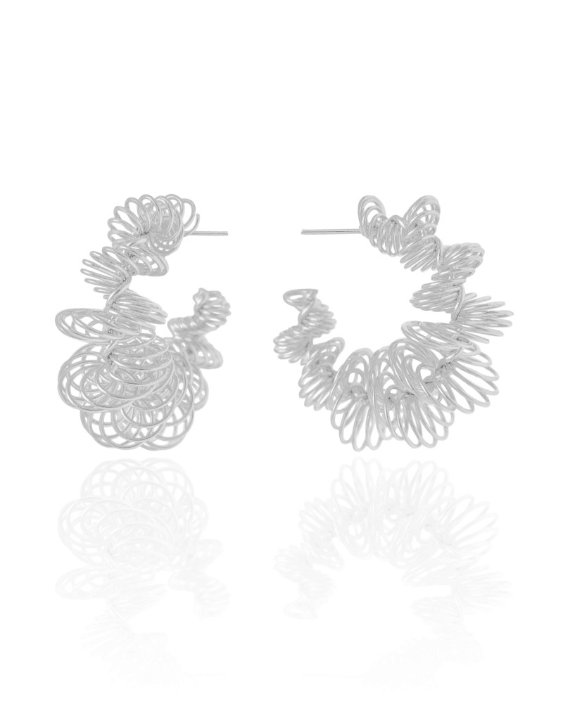 Brinco Argola Mola Espiral 3.6 cm Ródio Branco