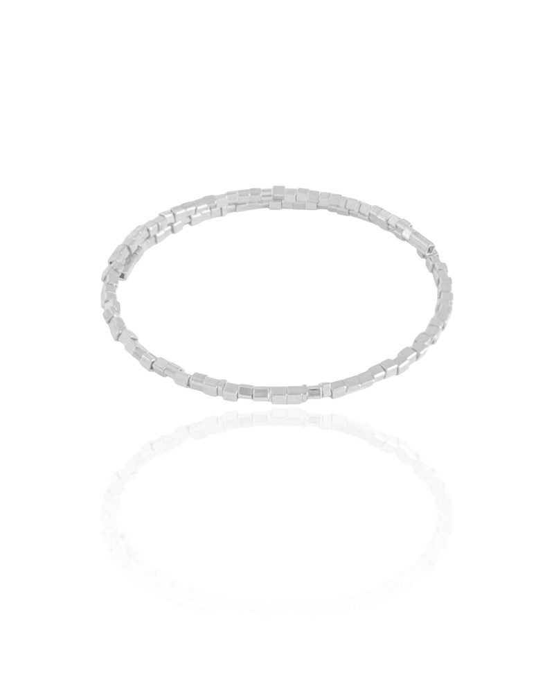 Bracelete Mola Quadrados 2 mm Ródio Branco