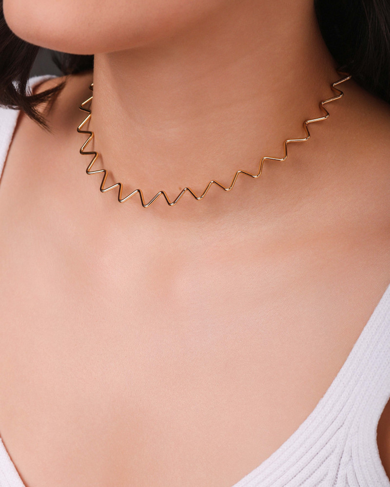 Aro Fio Zig Zag 2 mm Banhado a Ouro 18K - 35 cm