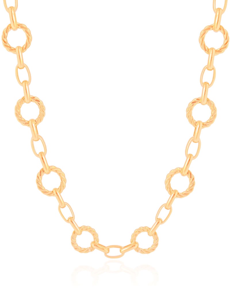 Gargantilha Elos Redondos Detalhados 1.3 Cm Banhado a Ouro 18K - 40 cm