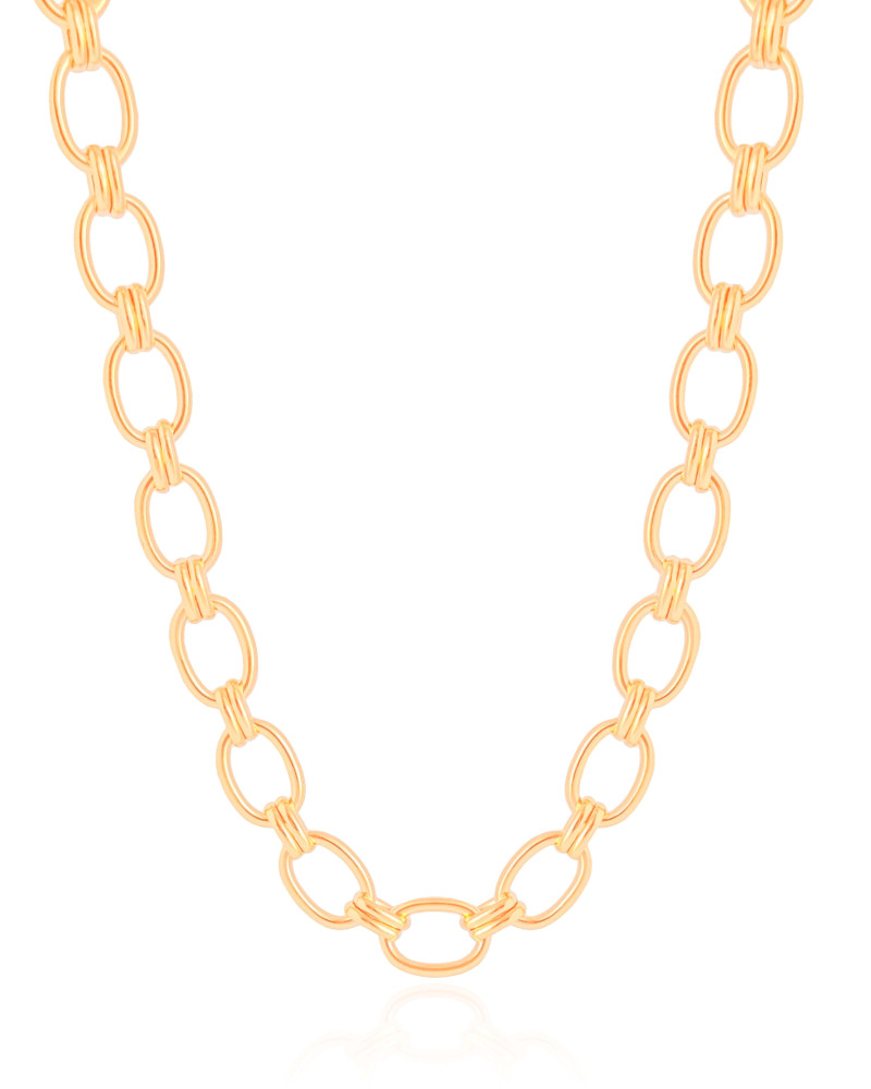 Gargantilha Elos Ovais 9 mm Banhado a Ouro 18K - 40 cm