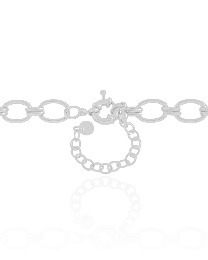 Gargantilha Elos Ovais 9 mm Ródio Branco - 40 cm