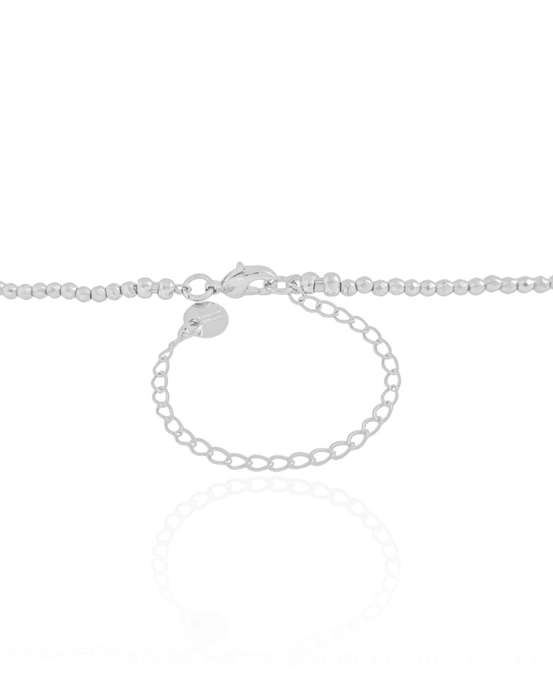 Choker Hematita Prateada 2 mm Ródio Branco