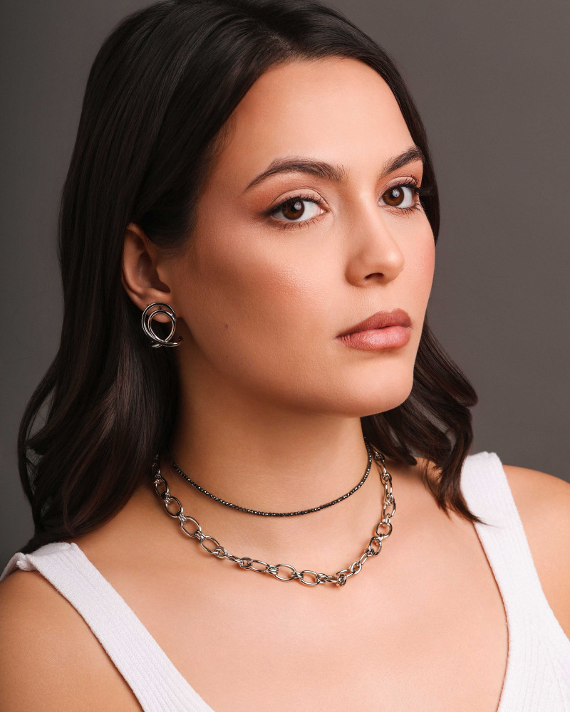 Choker Hematita Grafite 2 mm Ródio Branco