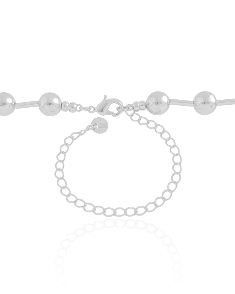 Choker Canutilhos Bolas Lisas Ródio Branco