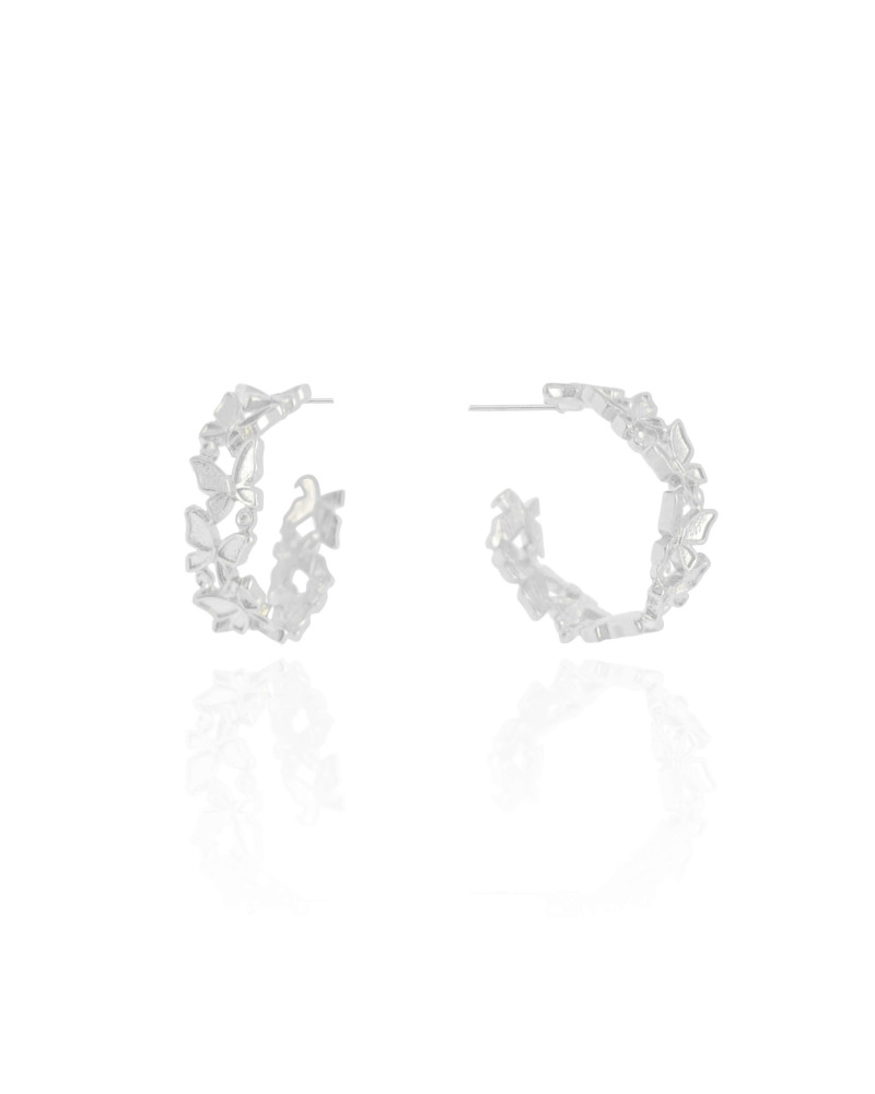 Brinco Argola Borboletas 2.1 cm Ródio Branco