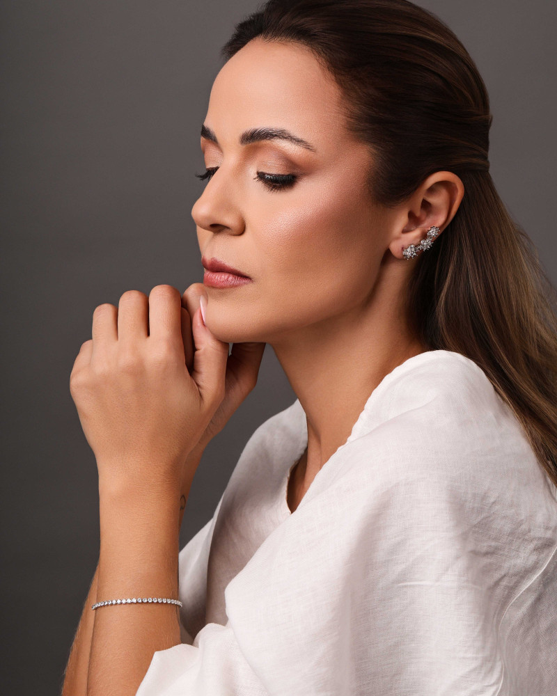 Pulseira Riviera Cristal 2.5 mm Ródio Branco