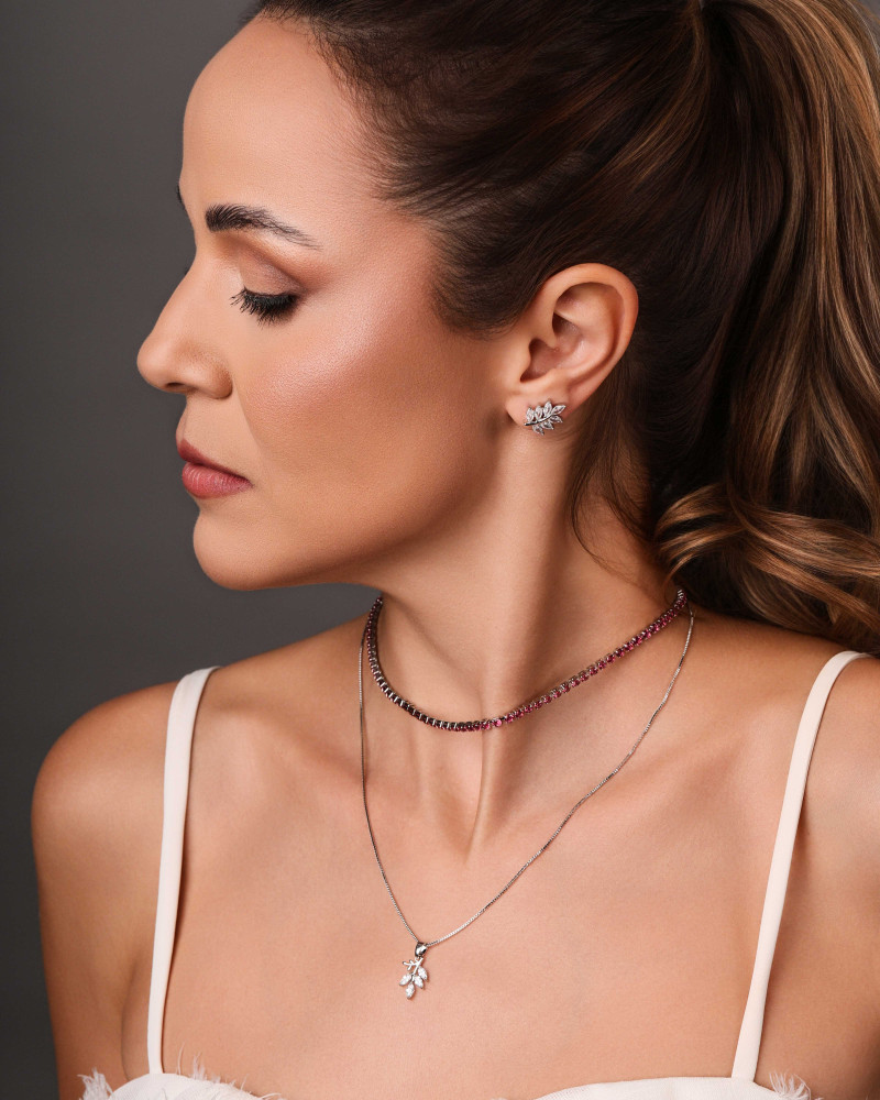 Choker Riviera Fuchsia 3 mm Ródio Branco