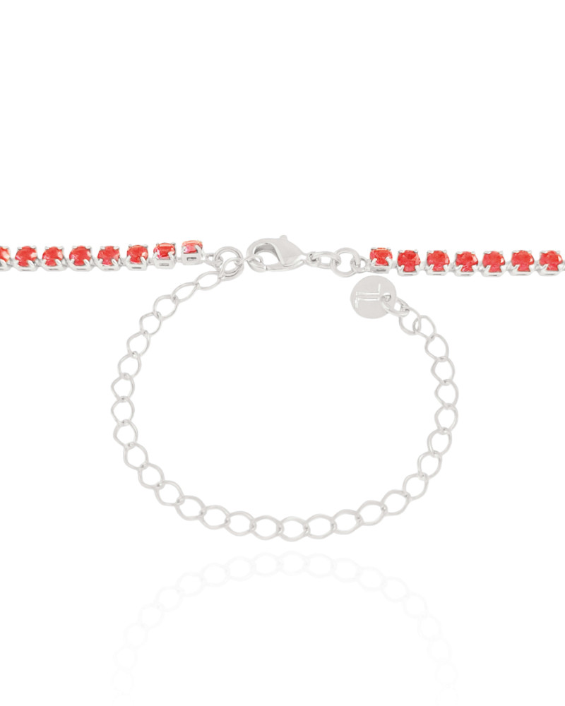 Choker Riviera Fuchsia 3 mm Ródio Branco