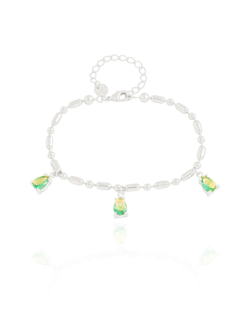 Pulseira Gomos Gotas Turmalina Ródio Branco