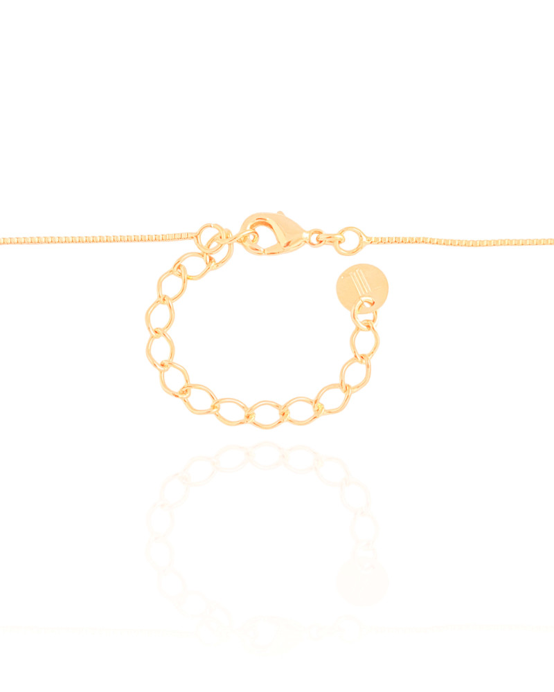 Gargantilha Gomos Gotas Safira Rosa Banhado a Ouro 18K - 40 cm