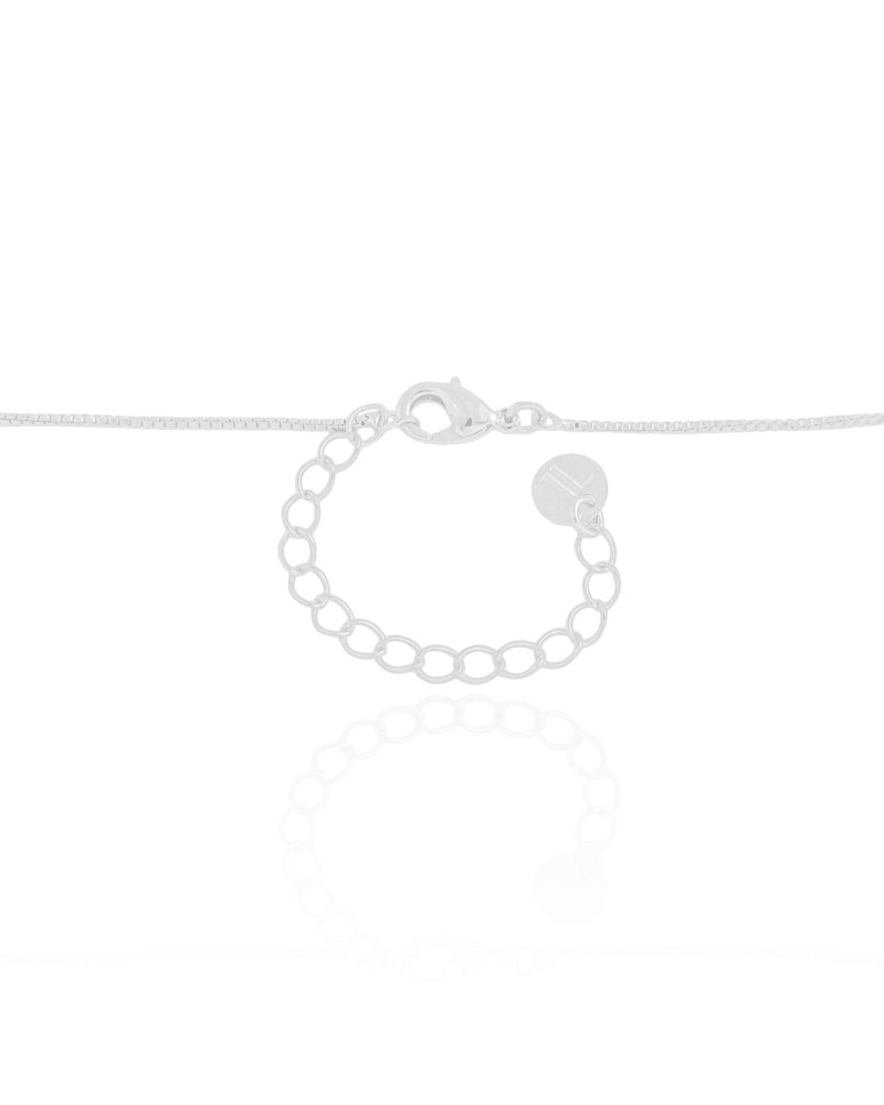 Gargantilha Pingente Retangular Turmalina Ródio Branco - 45 cm