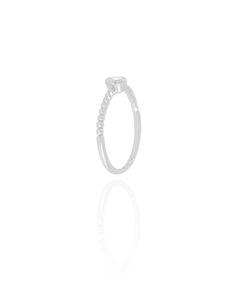 Anel Bolinhas Ponto de Luz Cristal Tamanho 17 Ródio Branco