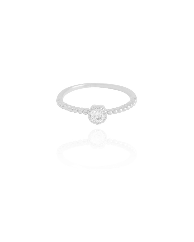 Anel Bolinhas Ponto de Luz Cristal Tamanho 19 Ródio Branco