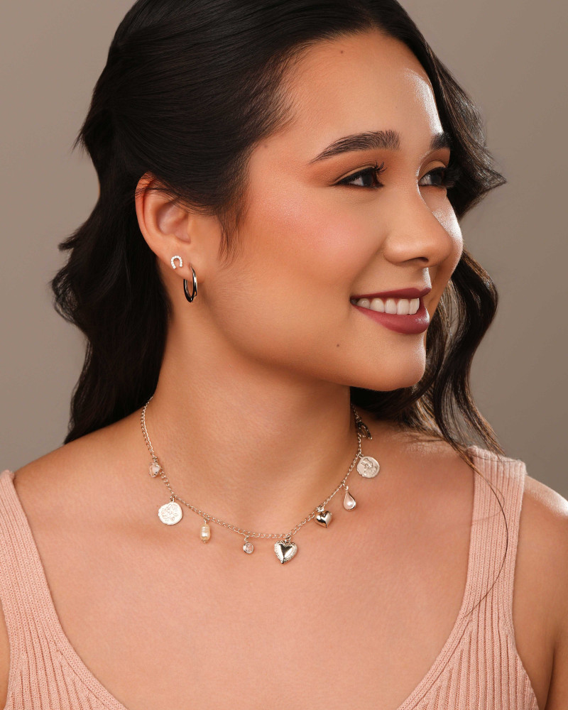 Brinco Argola Click Achatada Lisa 2.1 cm Ródio Branco