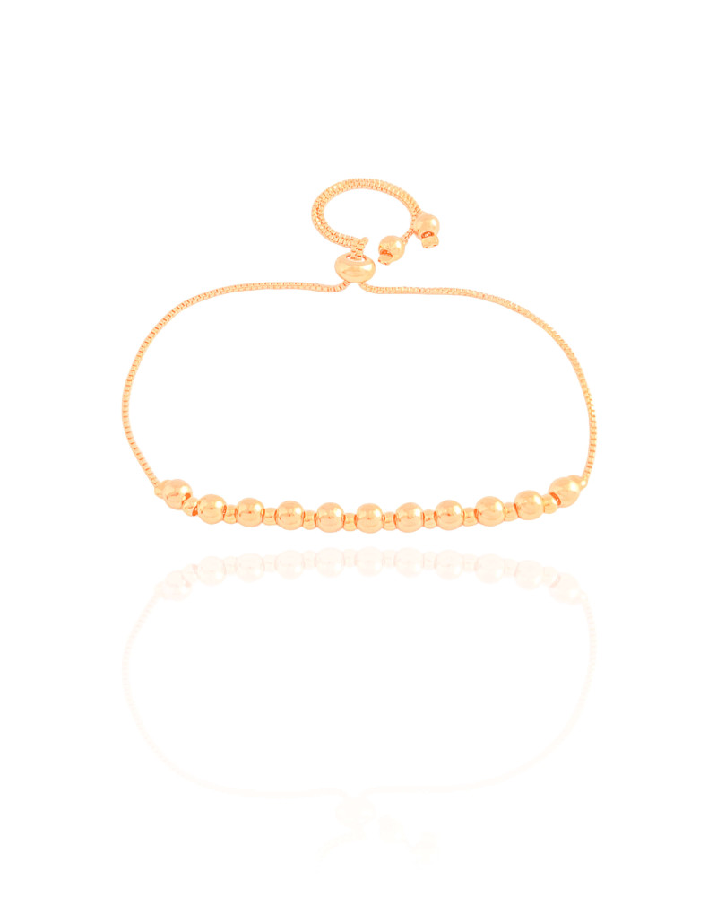 Pulseira Bolinhas Lisas Fecho Gravata Banhado a Ouro 18K