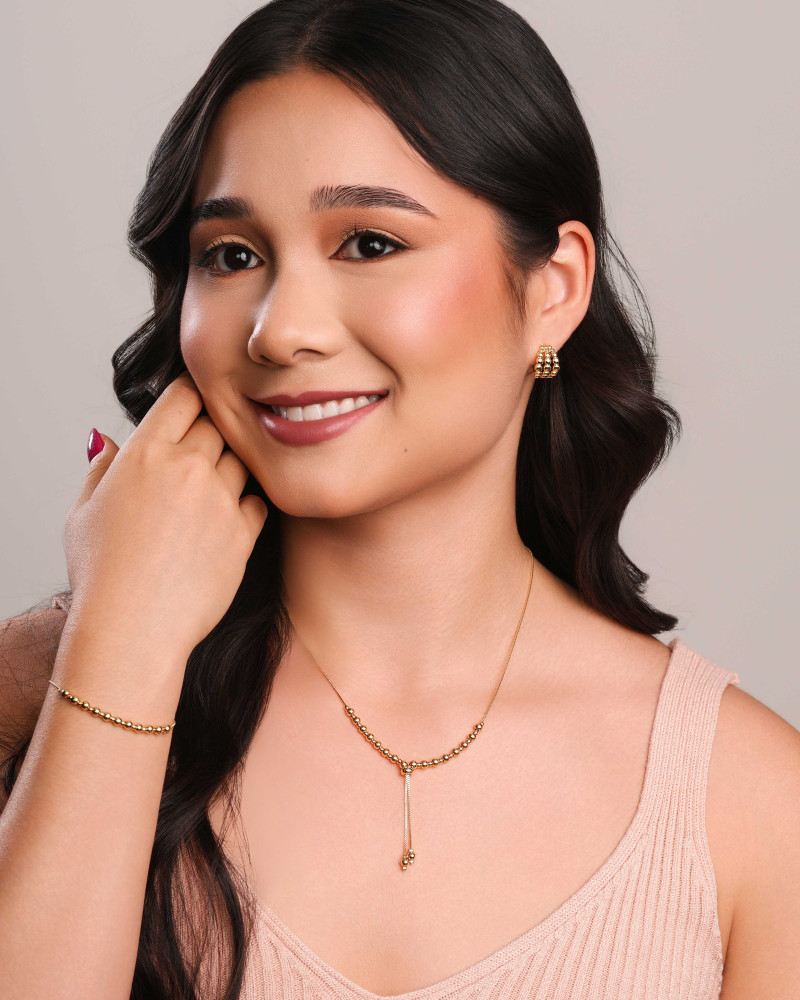 Pulseira Bolinhas Lisas Fecho Gravata Banhado a Ouro 18K