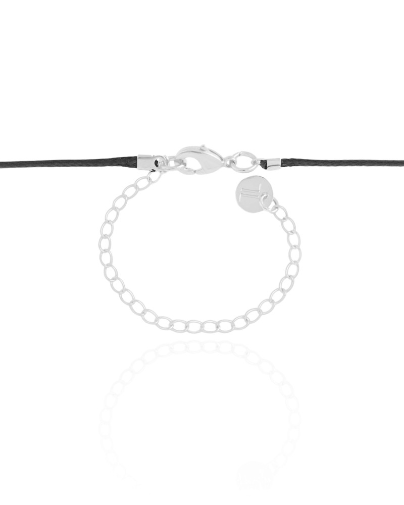 Choker Fio Coreano Preto Cruz Lisa Ródio Branco
